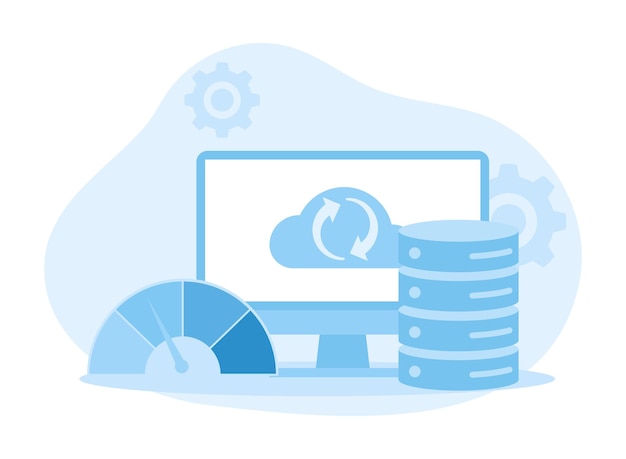 back-up hosting en data-analyse concept vlakke illustratie