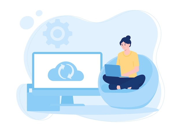 back-up hosting en management big data concept platte illustratie