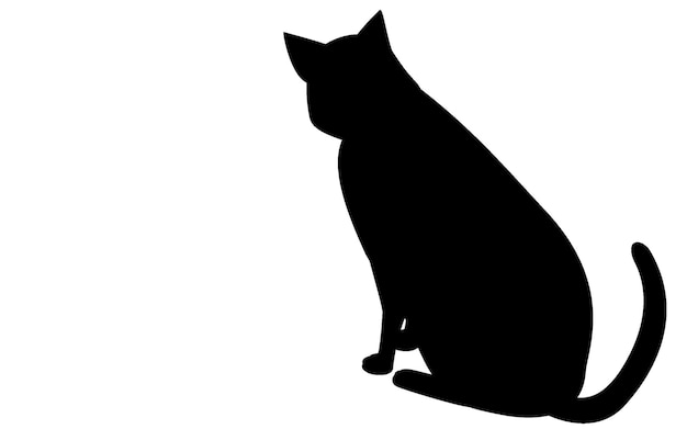 Vettore vista posteriore di un gatto nero che fissa il pavimento