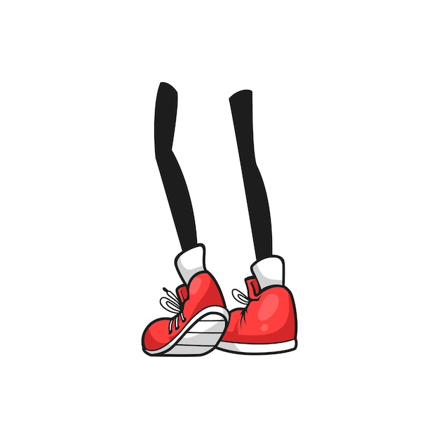 Back view of cartoon legs isolated comic foots