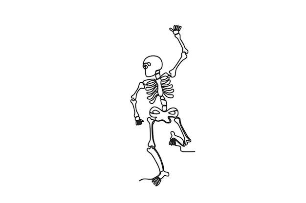 Back view of a human skeleton human skeleton oneline drawing