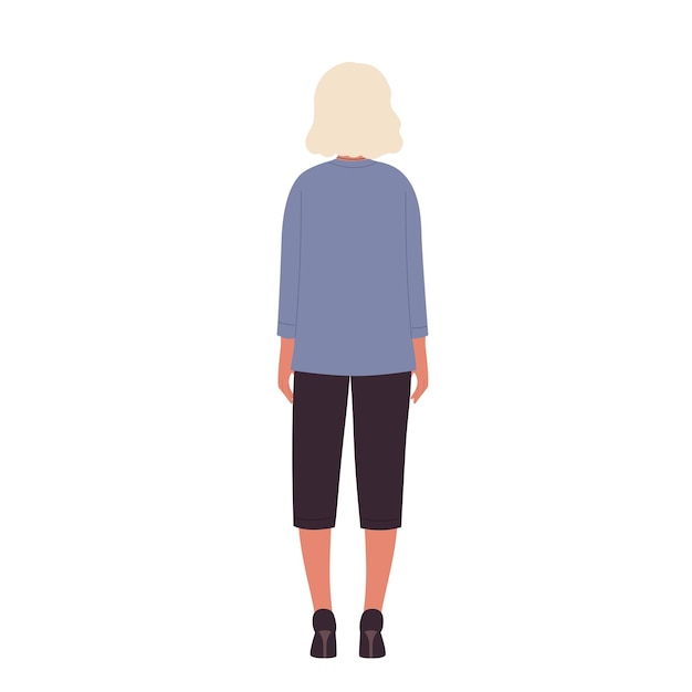 Vector back view of standing woman teacher