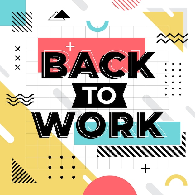 Vector back to work memphis dots and lines background