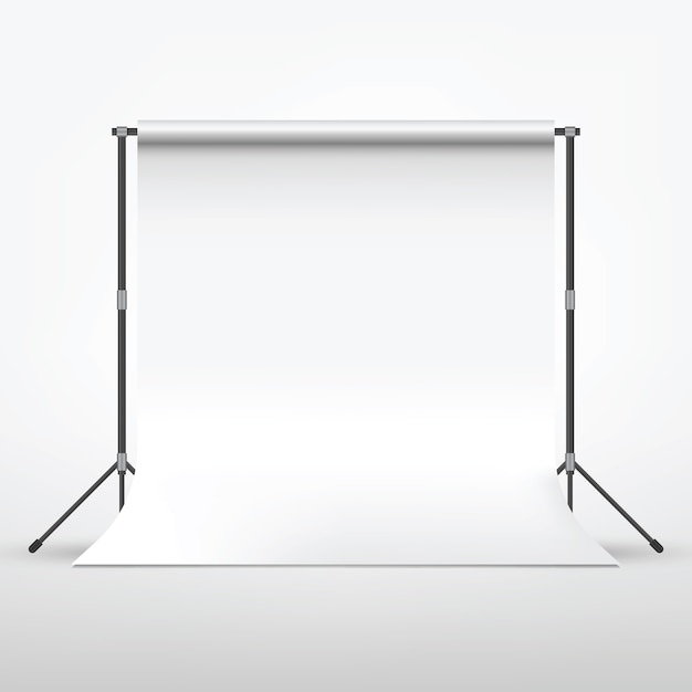 Backdrop Photgraphy Studio with Clean White Canvas Isolated