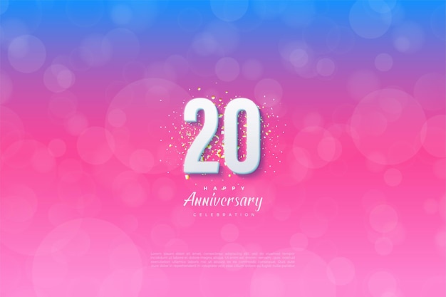 Background for the 20th anivversary against a graded blue and pink background