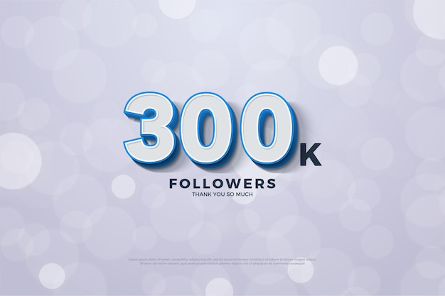 Background 300k followers with 3D numbers