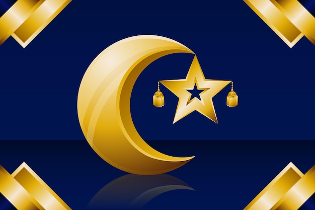 Vector background 3d ramadan kareem gold