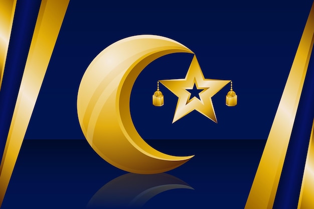 Vector background 3d ramadan kareem gold