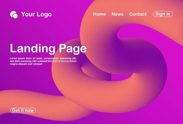 background abstract 3d landing page template