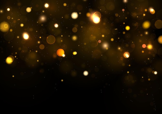 Background abstract black, gold, white. glitter golden sparkling magical dust particles. magic concept. abstract background with bokeh effect.