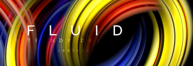 ベクトル background abstract design flowing mixing liquid color waves on black