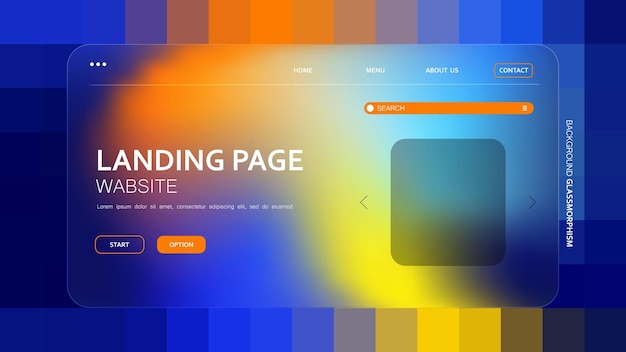 Background abstract gradient design featuring a glassmorphism effect for a website landing page
