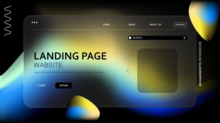 Vector background abstract gradient design featuring a glassmorphism effect for a website landing page