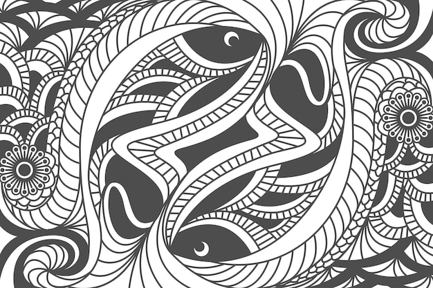 background abstract hand drawn two fish