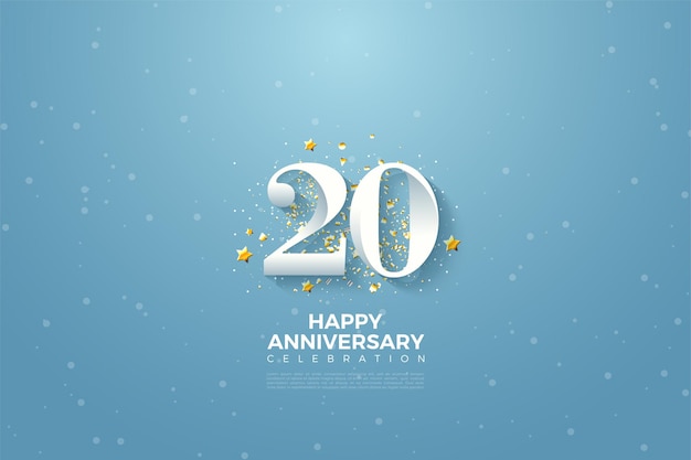 Background anivversary 20th with numbers and blue mottled background