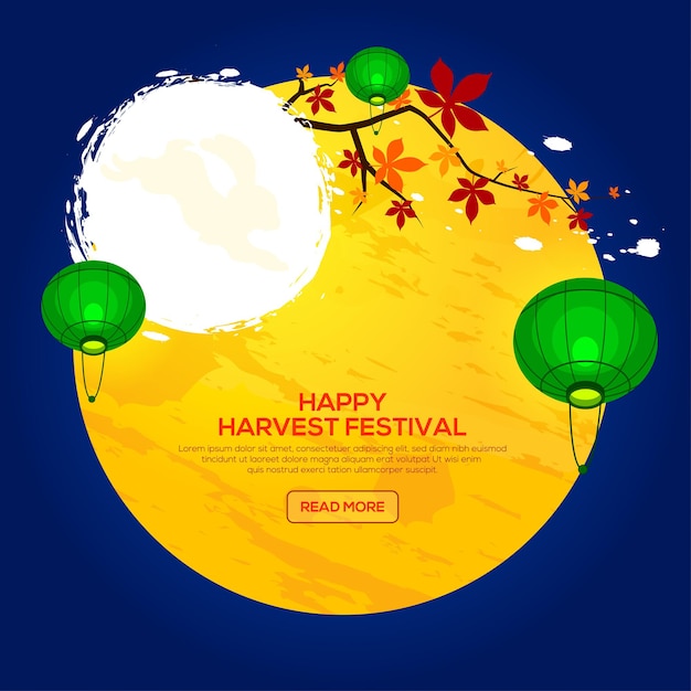 Background for Asian Harvest Mid Autumn Festival with chestnut tree and lantern