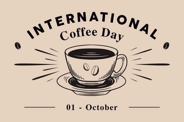 Background banner design of international coffee day with vintage retro style