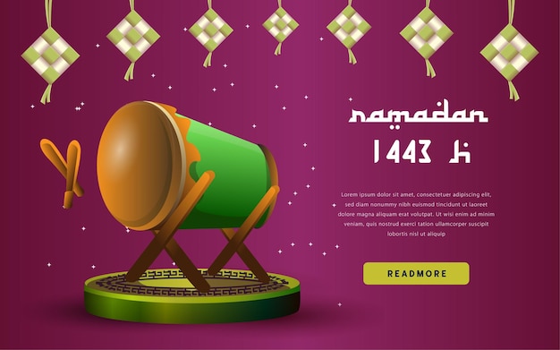 Background banner modern ramadan drum with the diamond rice