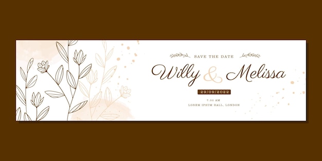 Vector background banner watercolor wedding hand drawn floral template