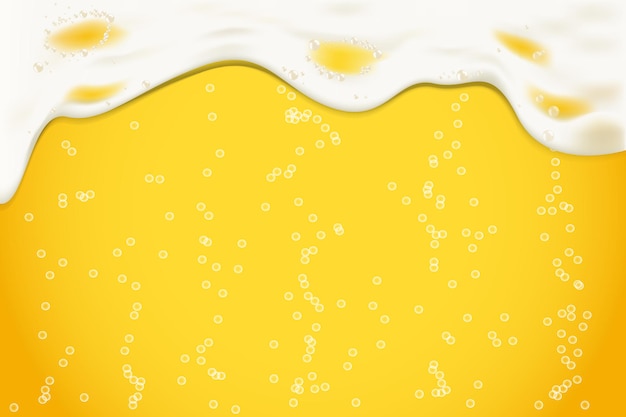 Vector background of beer foam realictic and bubbles. oktoberfest beer festival.