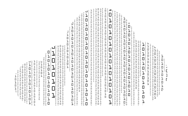 Background of binary code in the form of a cloud Digital binary data with streaming digital code