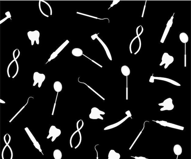 Vector background black of dentist tools