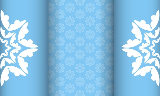 Sfondo di colore blu con ornamento bianco mandala per il design sotto il tuo logo o testo