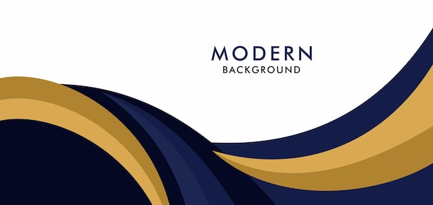 Background Blue gold and white business wave banner