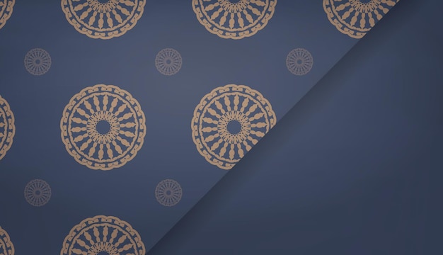 Синий фон с абстрактным коричневым орнаментом для дизайна под вашим логотипом