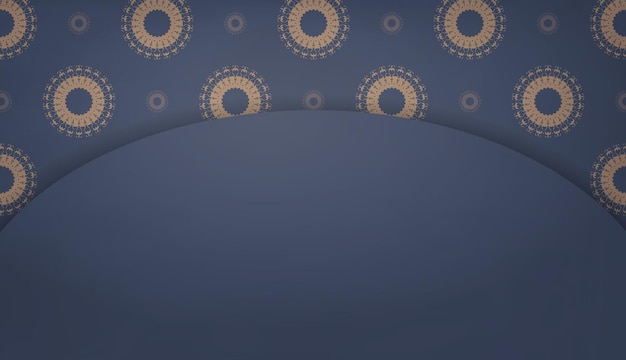 Background in blue with abstract brown ornament and space for your logo or text