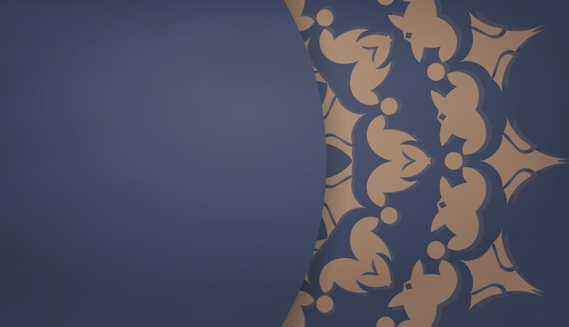 로고 또는 텍스트 아래에 디자인을 위한 그리스 갈색 장식이 있는 파란색 배경