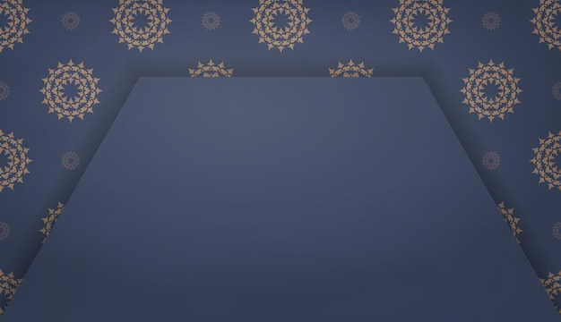 Background in blue with indian brown ornaments for design under your logo or text