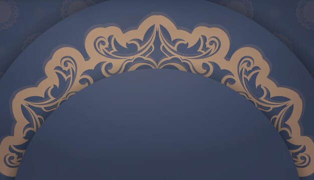 Background in blue with indian brown ornaments and logo space