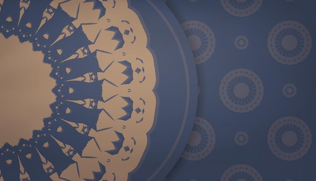 Vector background in blue with indian brown pattern for logo design