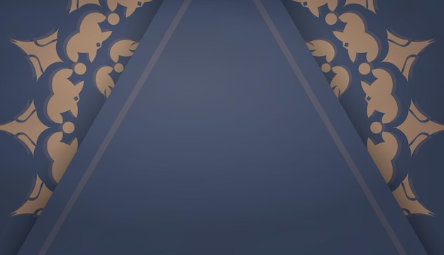 Background in blue with indian brown pattern and place for logo or text