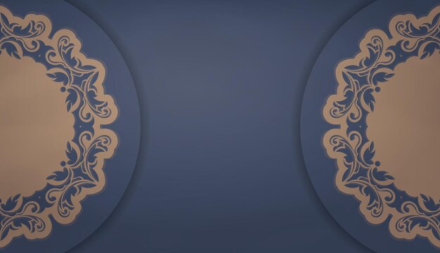 Background in blue with luxurious brown ornaments and logo space