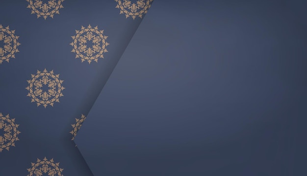 Background in blue with luxurious brown ornaments and space for logo or text