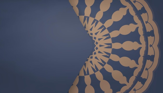 Vector background in blue with luxurious brown pattern for logo or text design