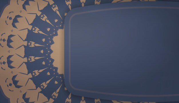 Background blue with mandala brown pattern for logo design