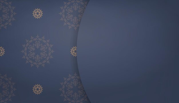 Background in blue with vintage brown ornament for design under your logo