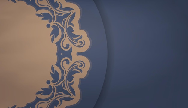 ヴィンテージの茶色の装飾品とロゴスペースと青の背景