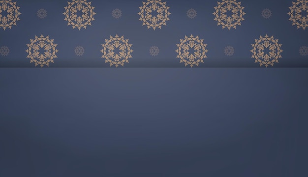 Background in blue with vintage brown pattern and place for logo or text