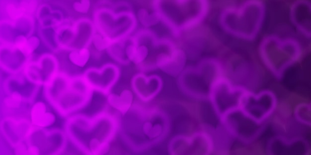 紫色のぼやけた心の背景。バレンタインデーのイラスト