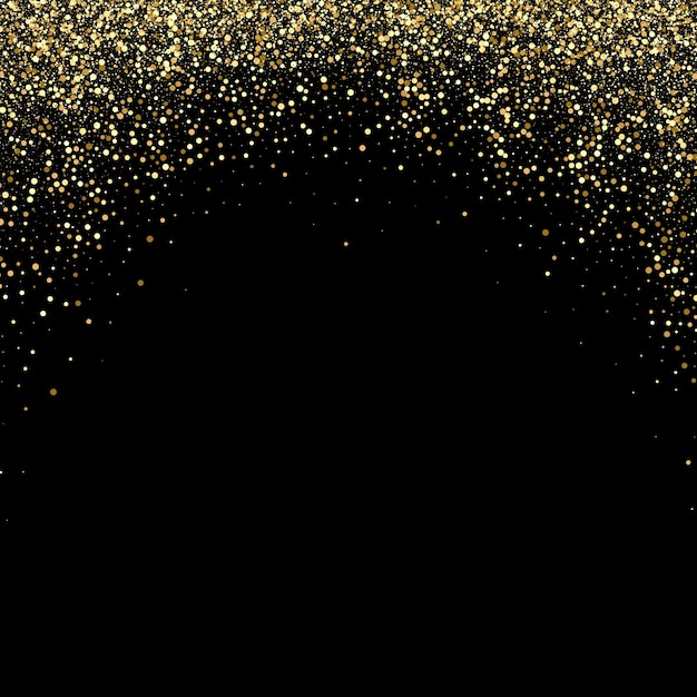 Vector background of bright glowing gold dust on black abstract background gold glitters