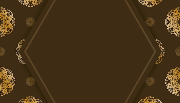 Background in brown color with mandala gold ornament and place for logo or text