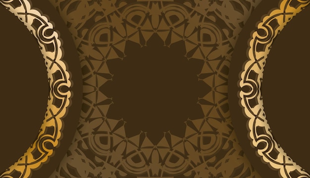 로고 또는 텍스트 아래 디자인을 위한 빈티지 골드 패턴이 있는 갈색 배경