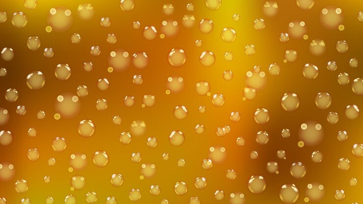 Vector background of bubbles or water drops of different sizes in yellow colors