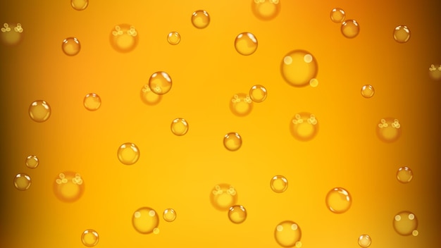 Vector background of bubbles or water drops of different sizes in yellow colors