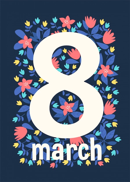 Background cards greeting with women's day 8 march.