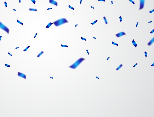 Vector background celebrated with blue confetti.